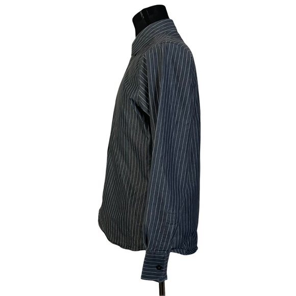 BKE Buckle | Men's Black Striped White Long Sleeve Button Front Shirt Medium - Picture 5 of 9